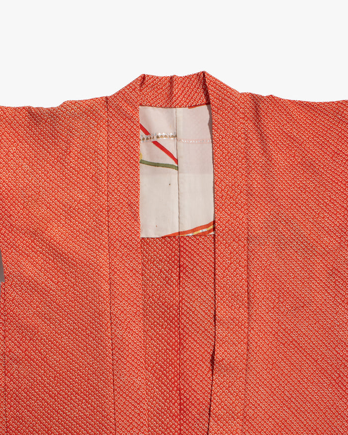 Vintage Haori Jacket, Full Shibori, Orange with Abstract Details