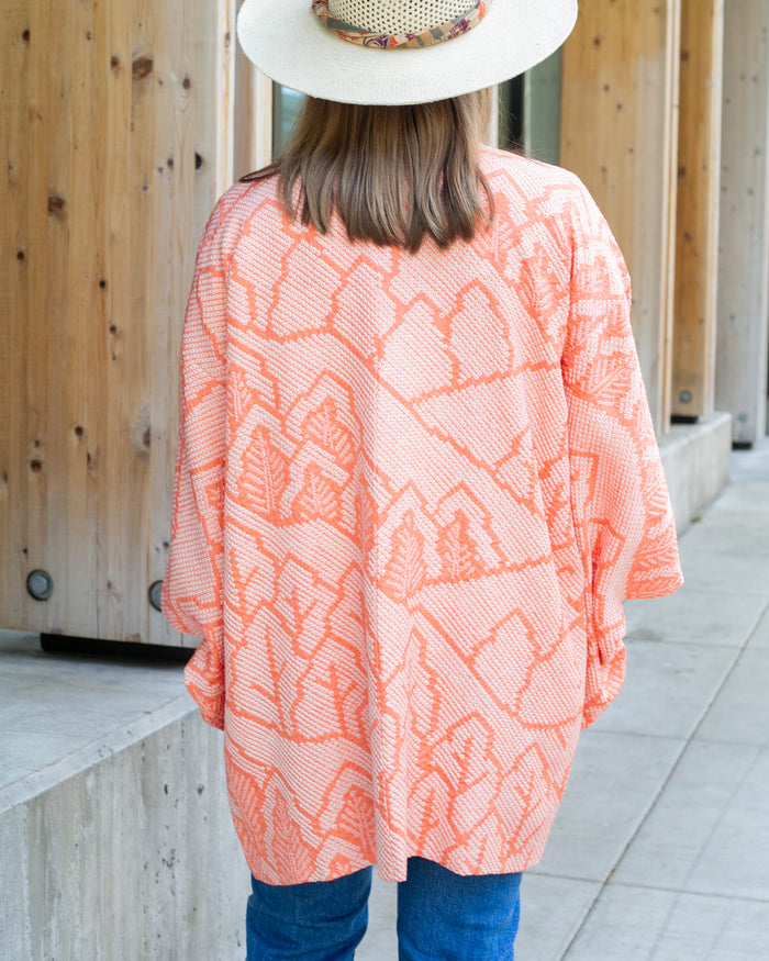 Vintage Haori Jacket, Full Shibori, Peach Tree Landscape