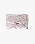 Vintage Purse, Clutch, Cream with Gold and Purple Mountains