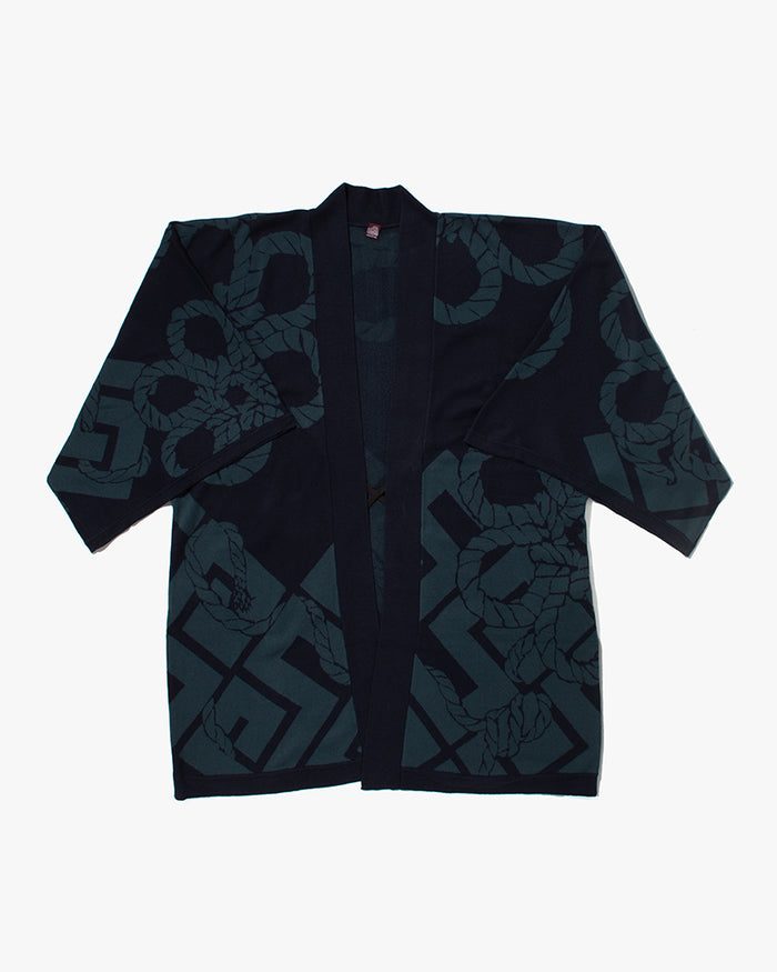Wa-Modern, Cardigan Robe, Indigo with Teal Nawa