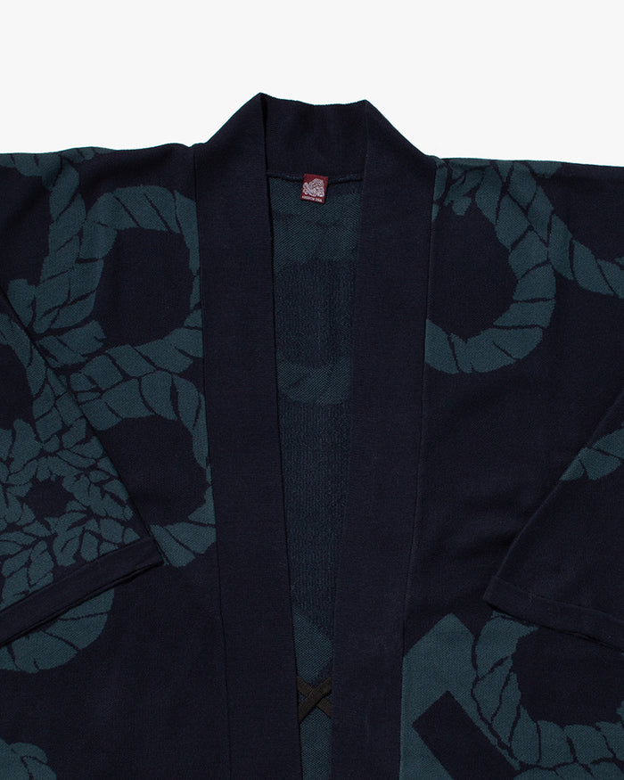 Wa-Modern, Cardigan Robe, Indigo with Teal Nawa