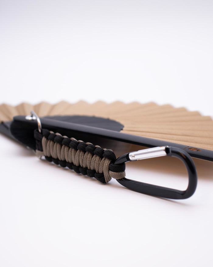 Wa-Modern, Hand Fan with Carabiner, Grey and Black
