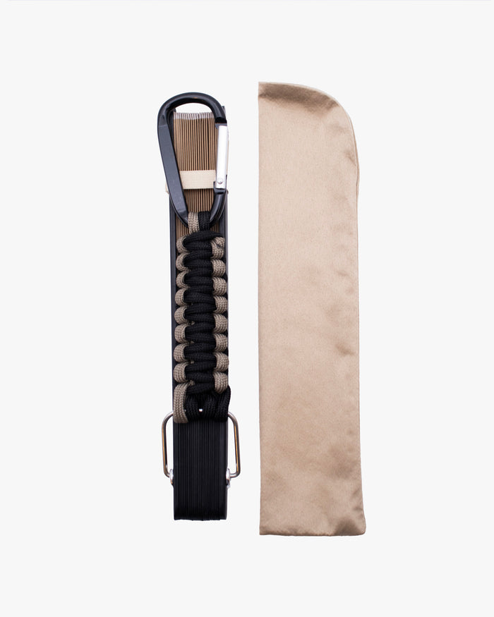 Wa-Modern, Hand Fan with Carabiner, Grey and Black