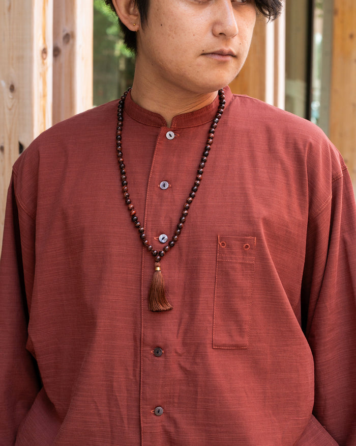 Wa-Modern, Long Sleeve Button Up Tunic, Embroidered