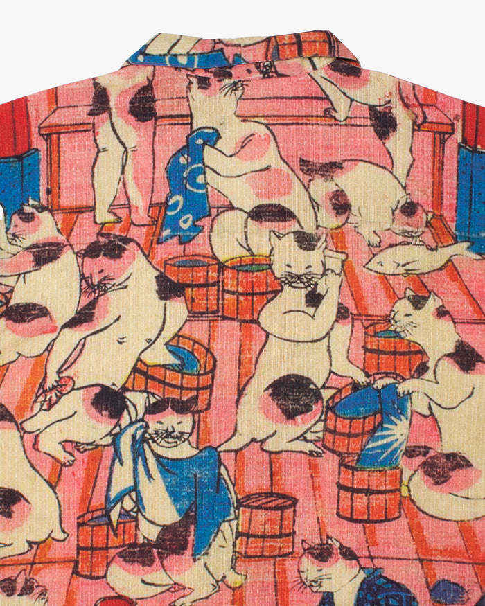 Wa-Modern Short Sleeve Button Up Shirt, PK Nekonoyu