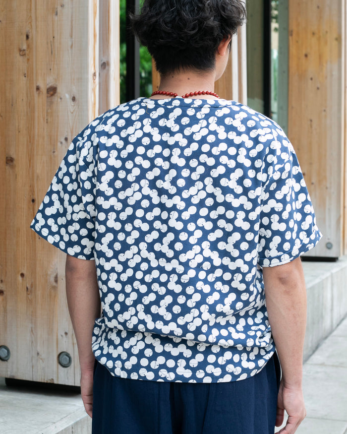 Wa-Modern, Short Sleeve Button Up Tunic, Blue