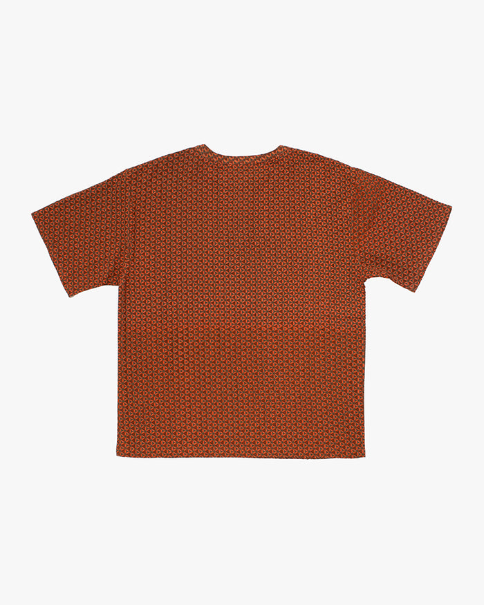 Wa-Modern, Short Sleeve Button Up Tunic, Orange