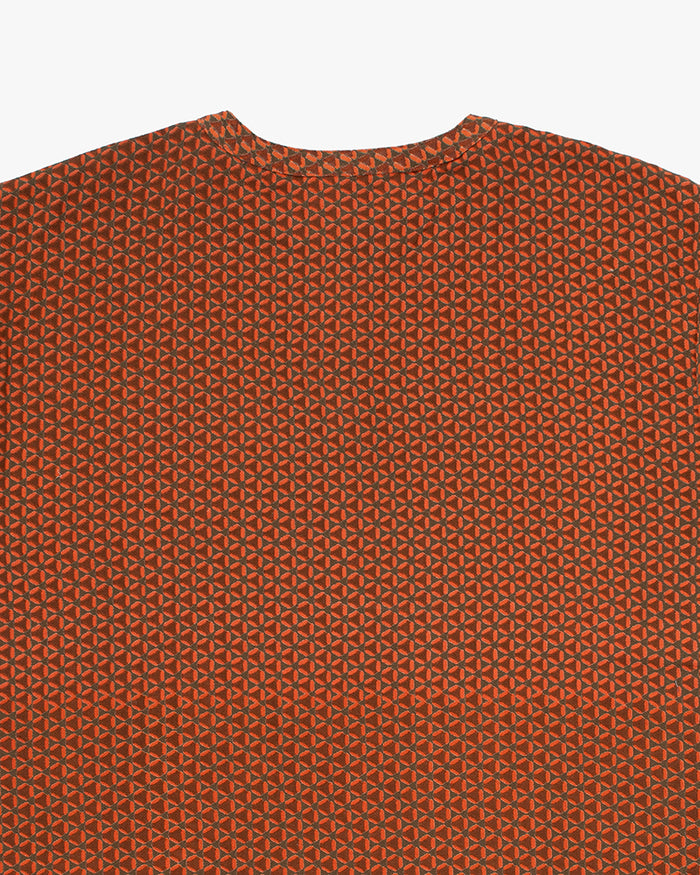 Wa-Modern, Short Sleeve Button Up Tunic, Orange