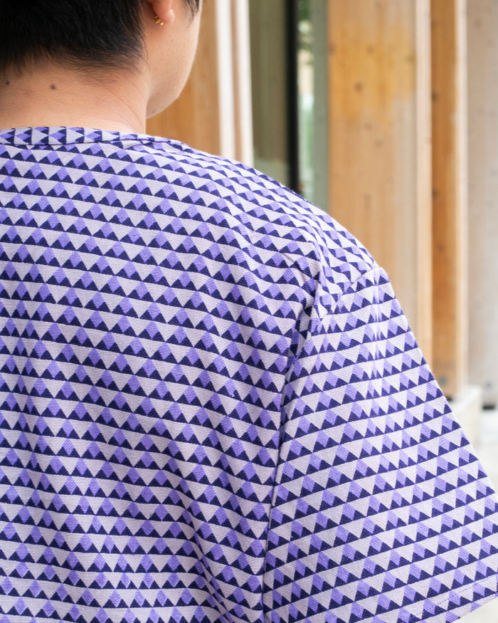 Wa-Modern, Short Sleeve Button Up Tunic, Purple