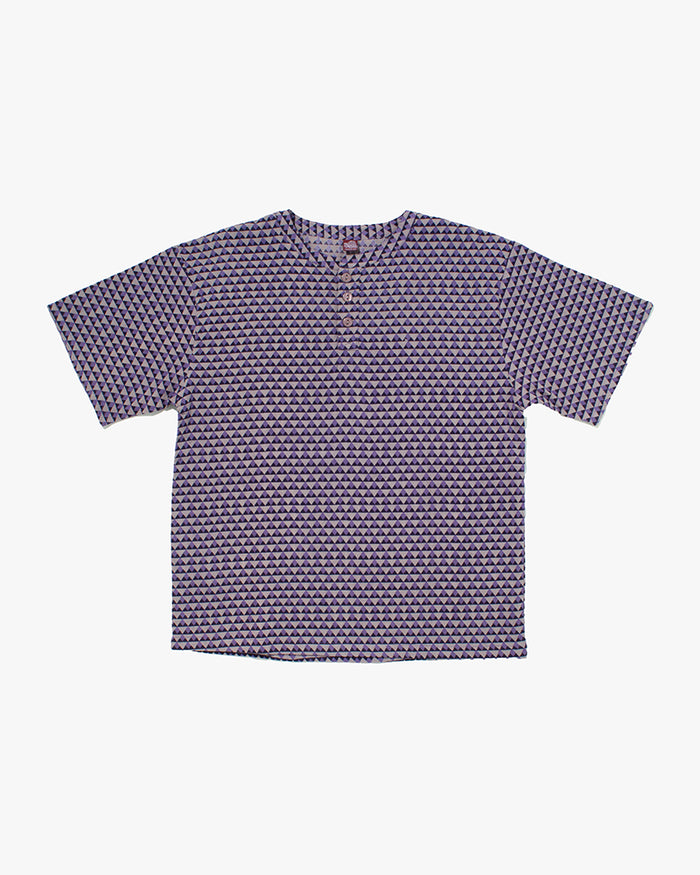 Wa-Modern, Short Sleeve Button Up Tunic, Purple