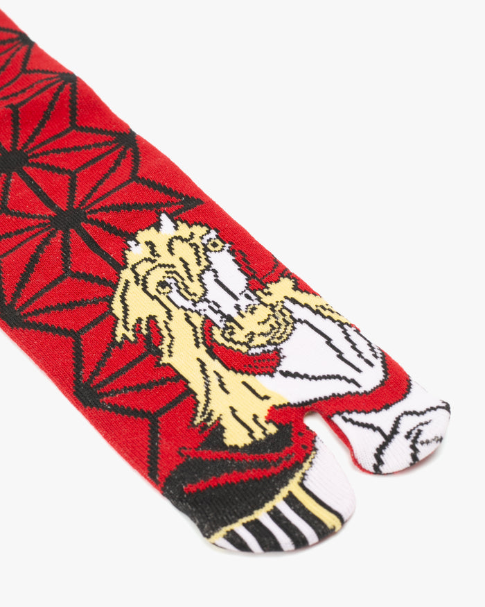 Wa Modern, Tabi Socks, Crew, Red and White Horse S/M