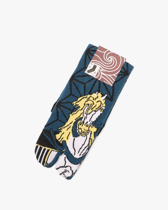 Wa Modern, Tabi Socks, Crew, Teal and White Horse M/L