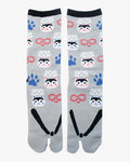 Wa Modern, Tabi Socks, Gray Flip Flop with Cat
