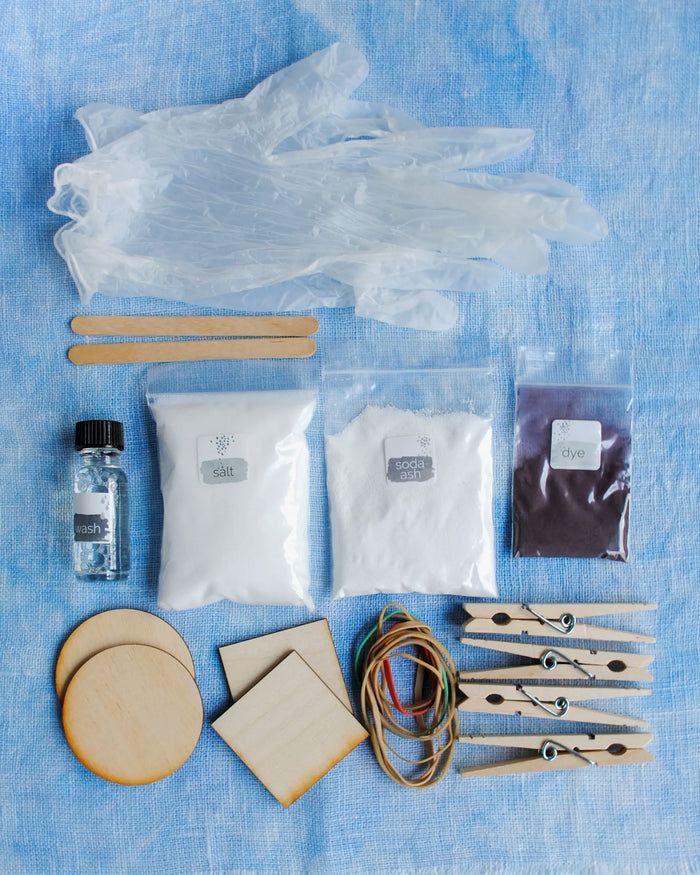 We Gather, Shibori Dyeing Kit, Delphinium Blue