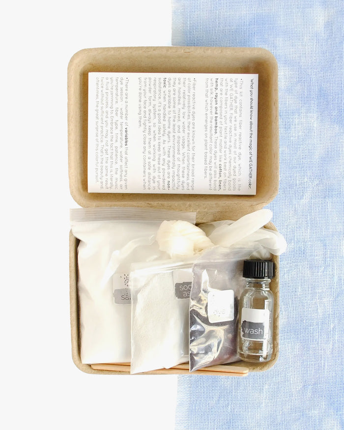 We Gather, Shibori Dyeing Kit, Delphinium Blue