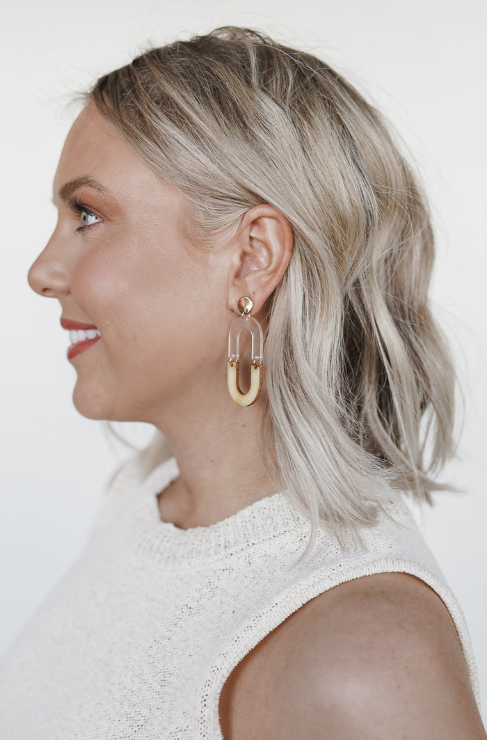Wooden & Clear Earrings