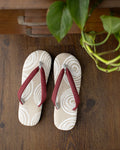 Yamato Kobo, Setta Sandals, Beige and White Swirl with Red Hanao